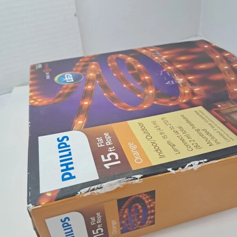 NEW Philips Orange Flat Rope Lights 15 ft LED Indoor Outdoor‎ Halloween fall
